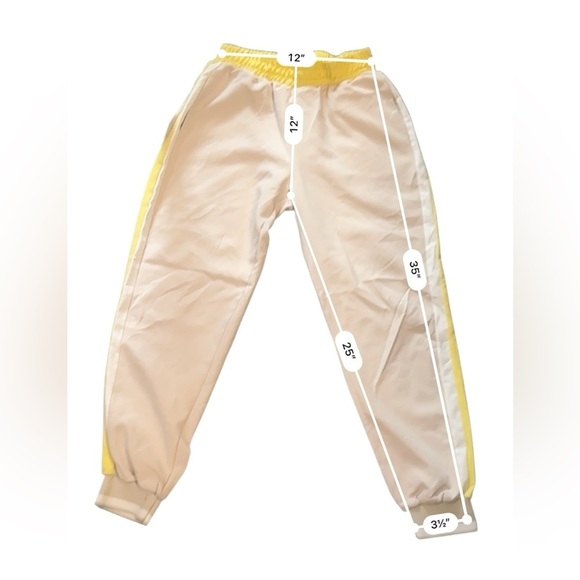 ZARA Women’s M Pink Yellow Side Stripe Jogger Pants Pockets Elastic Waist - Picture 8 of 8